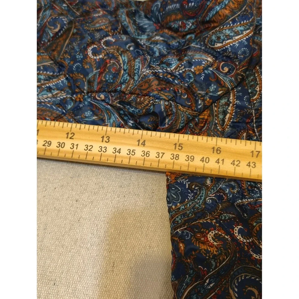 Talbots Petite Quilted Paisley Jacket Womens Size SP Navy Blue Orange Brown - Picture 4 of 7